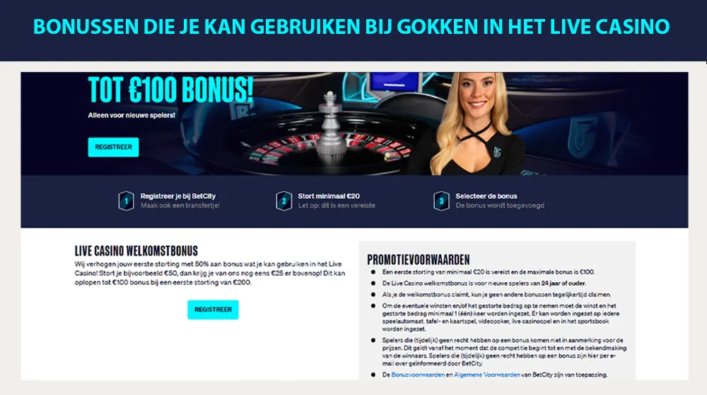 Veel casino's geven bonussen voor gokken in het live casino