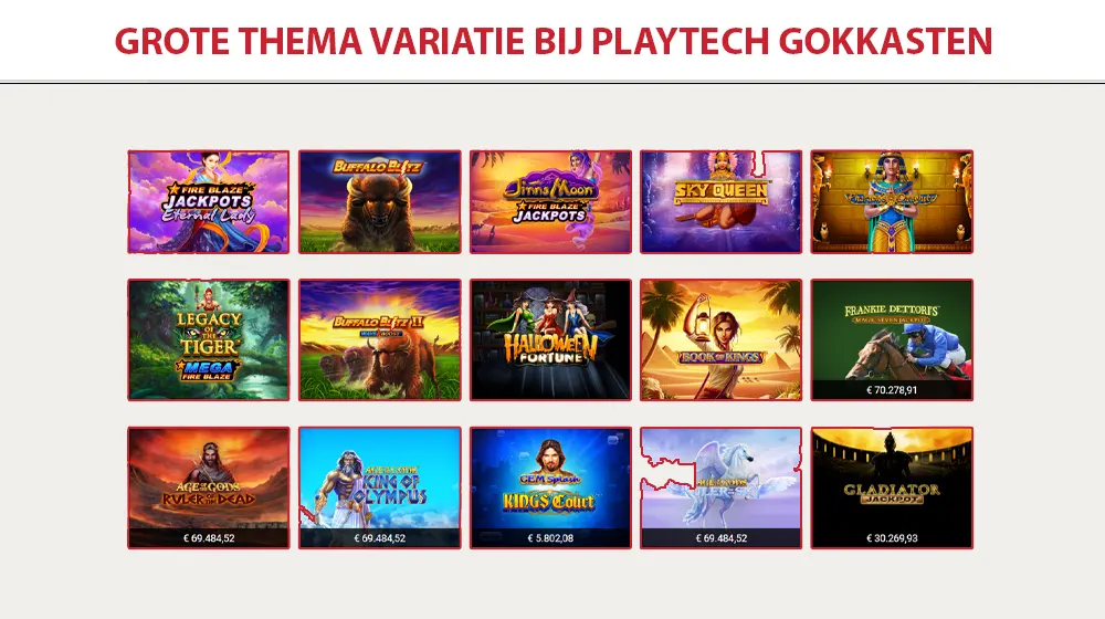 Grote variatie aan thema's bij de Playtech Gokkasten