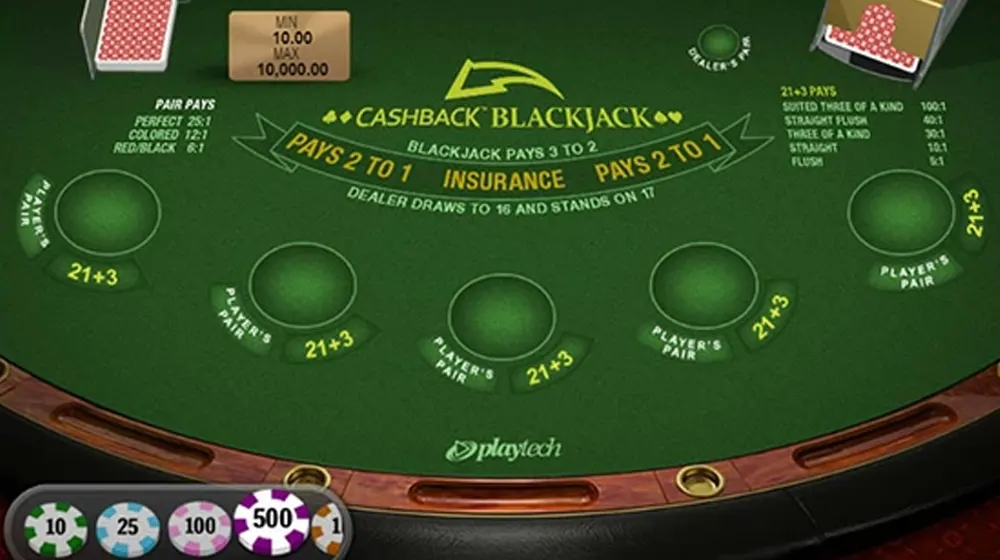Cashback Blackjack met RNG van Playtech