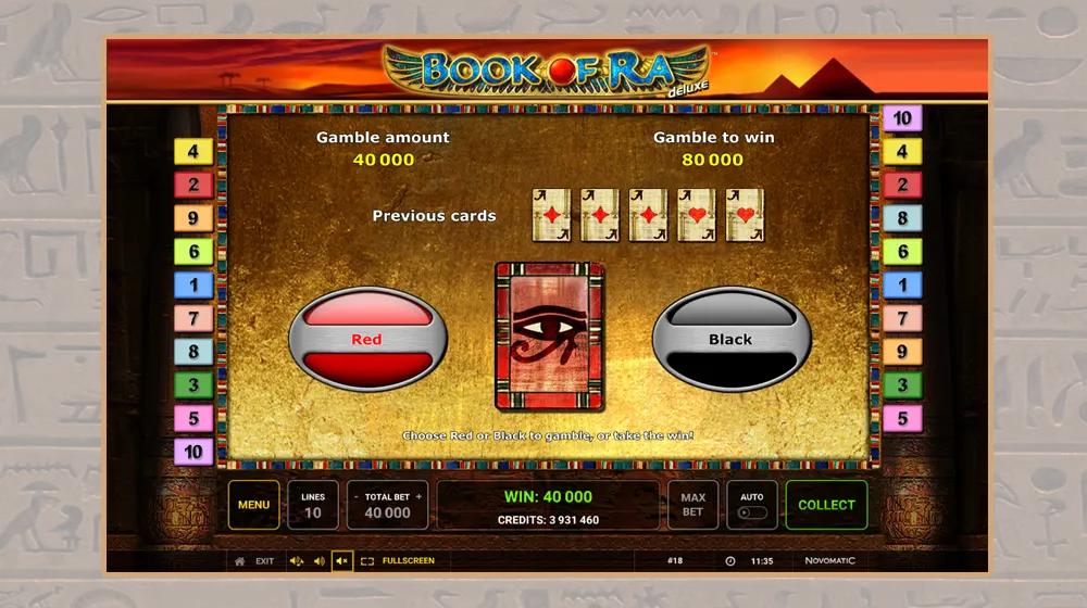 Gamble feature van Book of Ra Deluxe